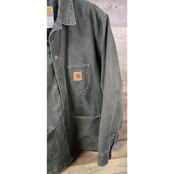 Vintage Carhartt C58 MOS Blanket-Lined Duck Chore Jacket Size XL Green - Picture 2 of 16